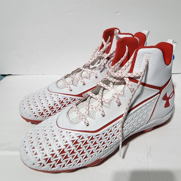 New Under Armour Hammer MC White Red Football Cleats Size 13 3022836-103 RARE - Picture 2 of 7